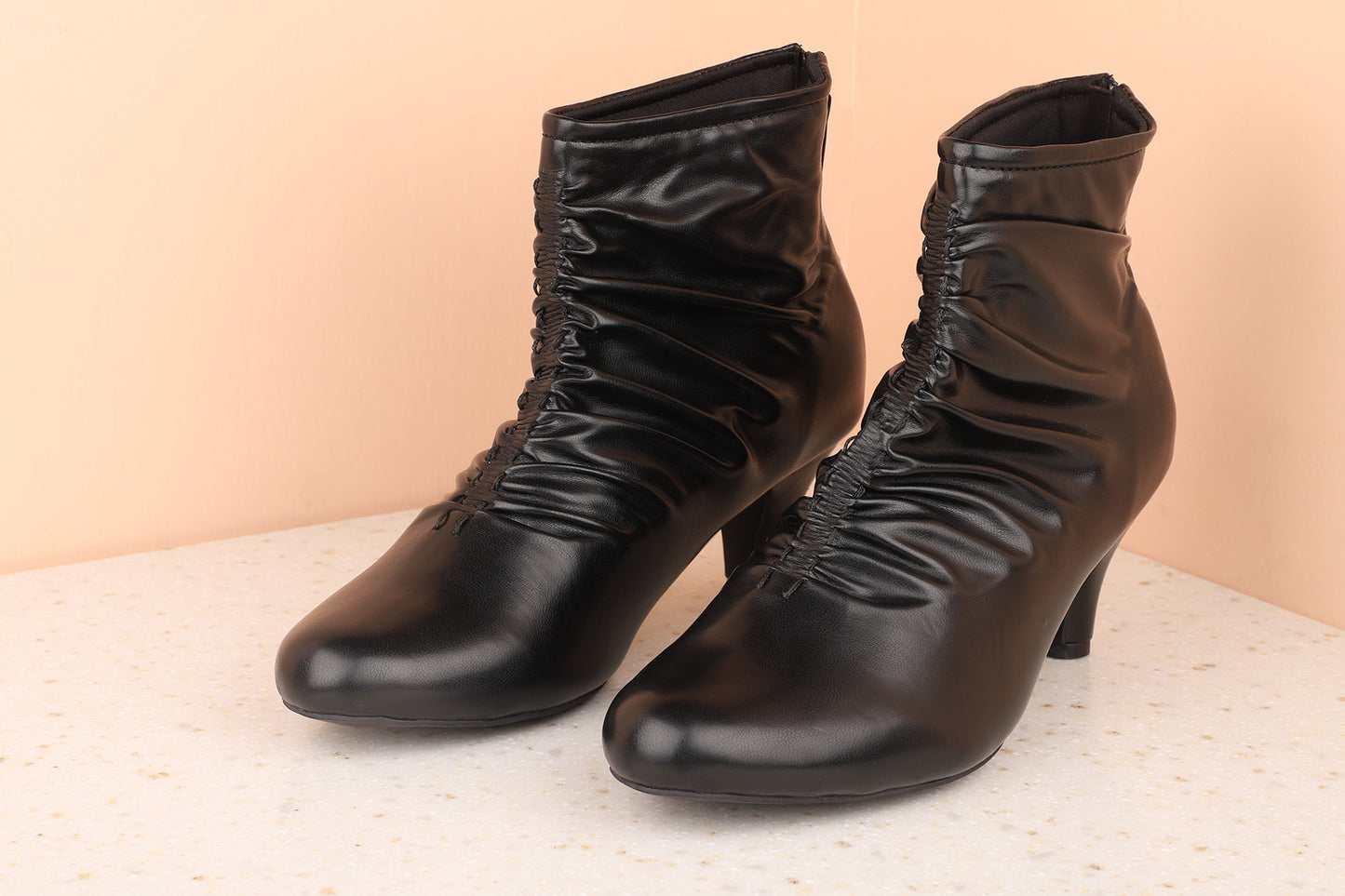 Women Black Kitten Heeled Boots