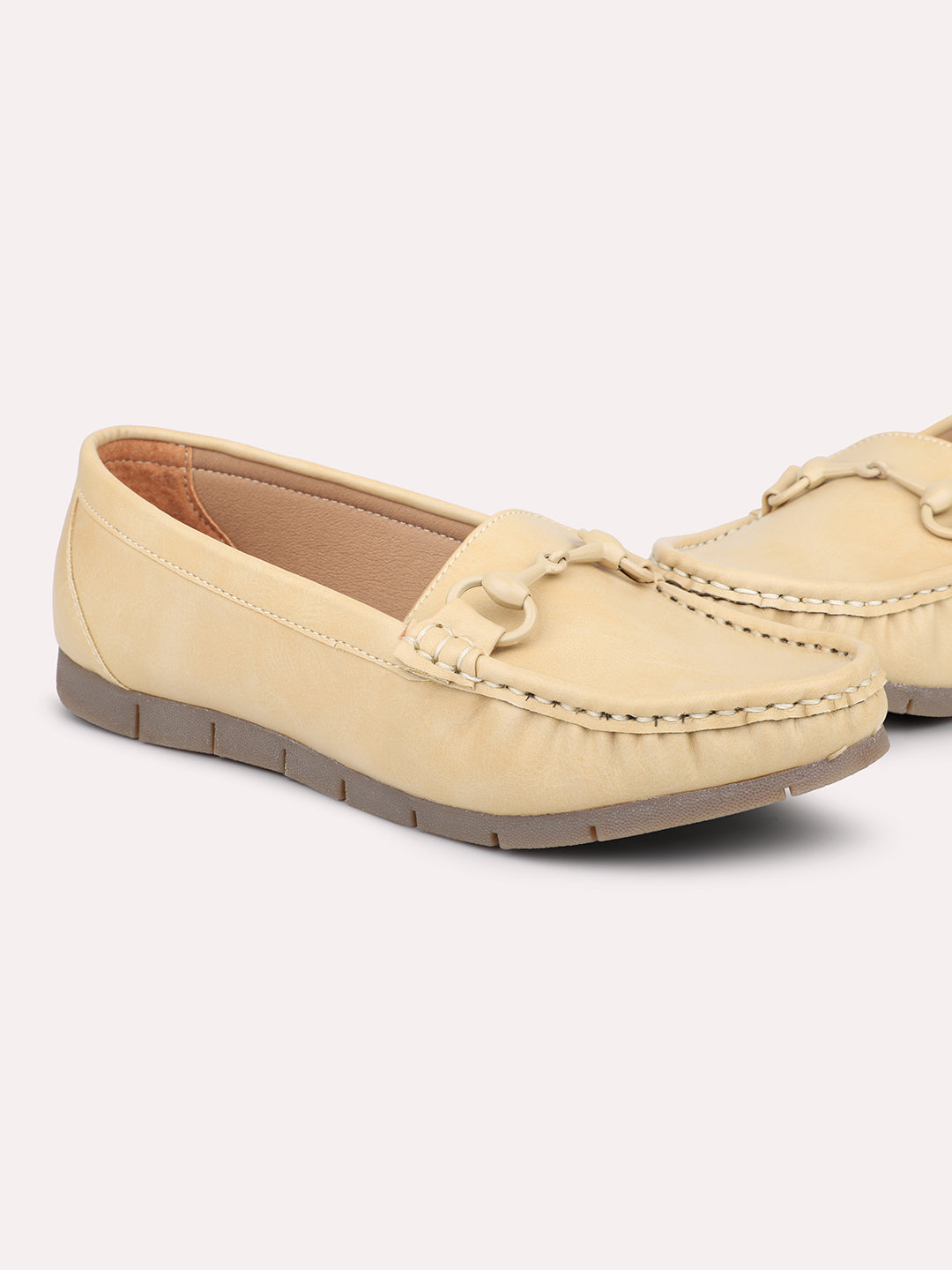 Women Beige Solid Loafers