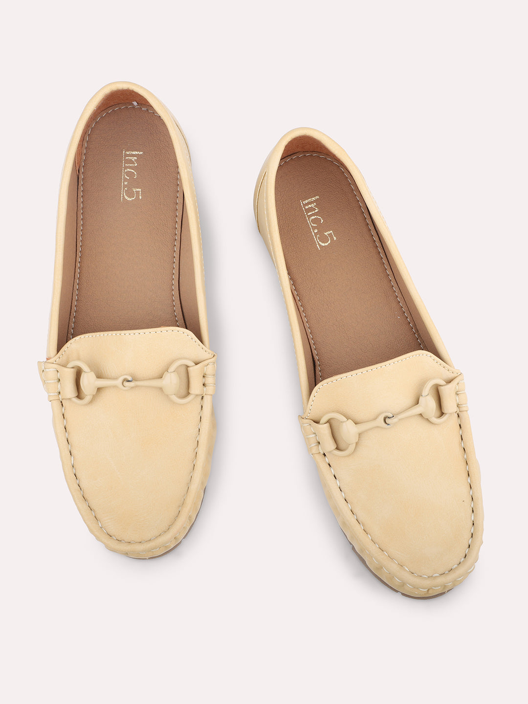 Women Beige Solid Loafers