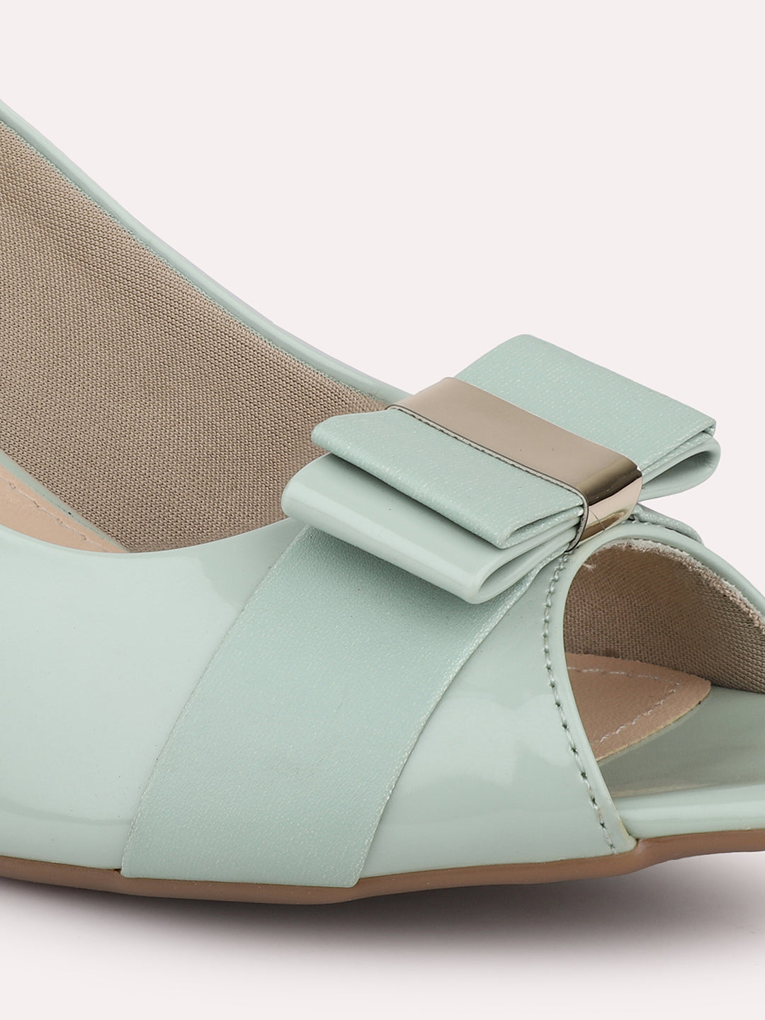 Women Pista Block Peep Toes With Bows