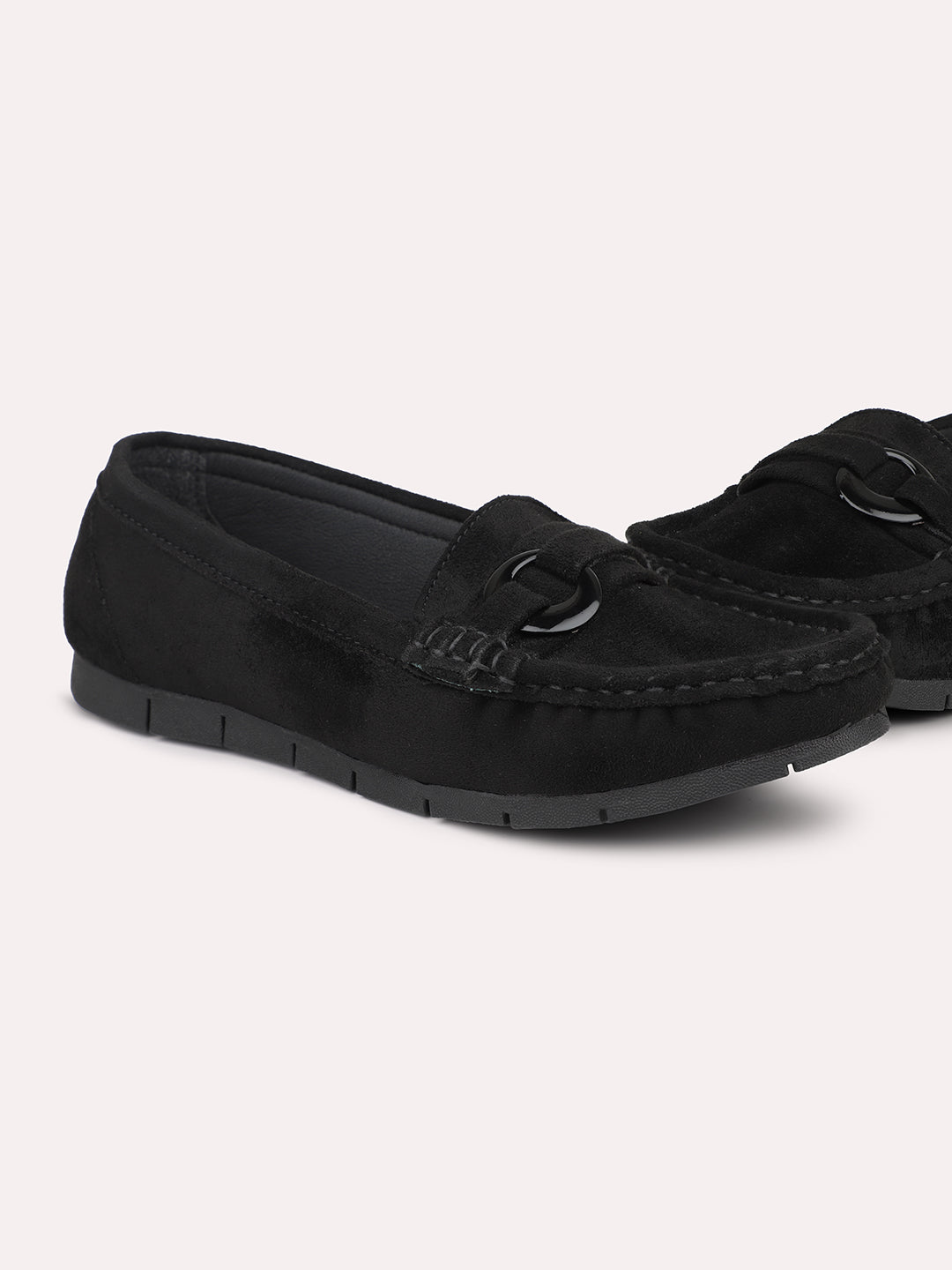 Women Black Solid Loafers