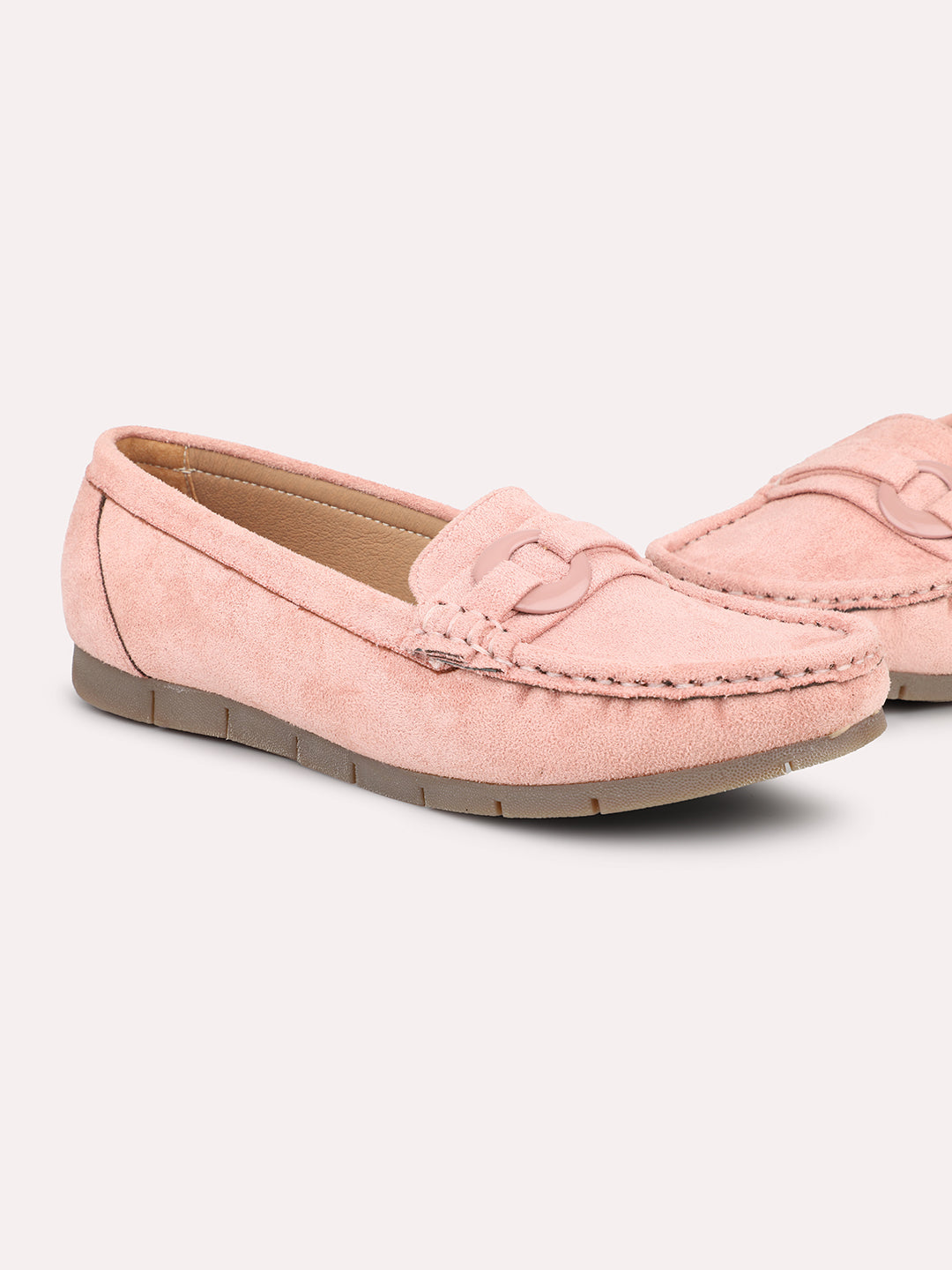 Women Peach Solid Loafers