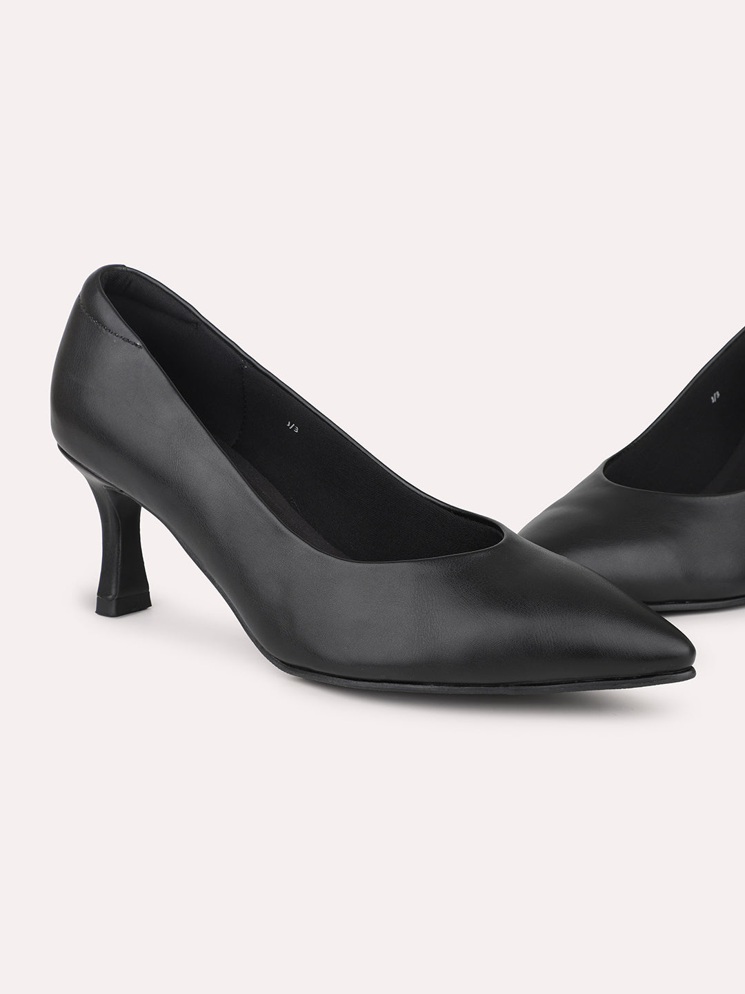 Women Black Pointed-Toe Slim Heel Pumps