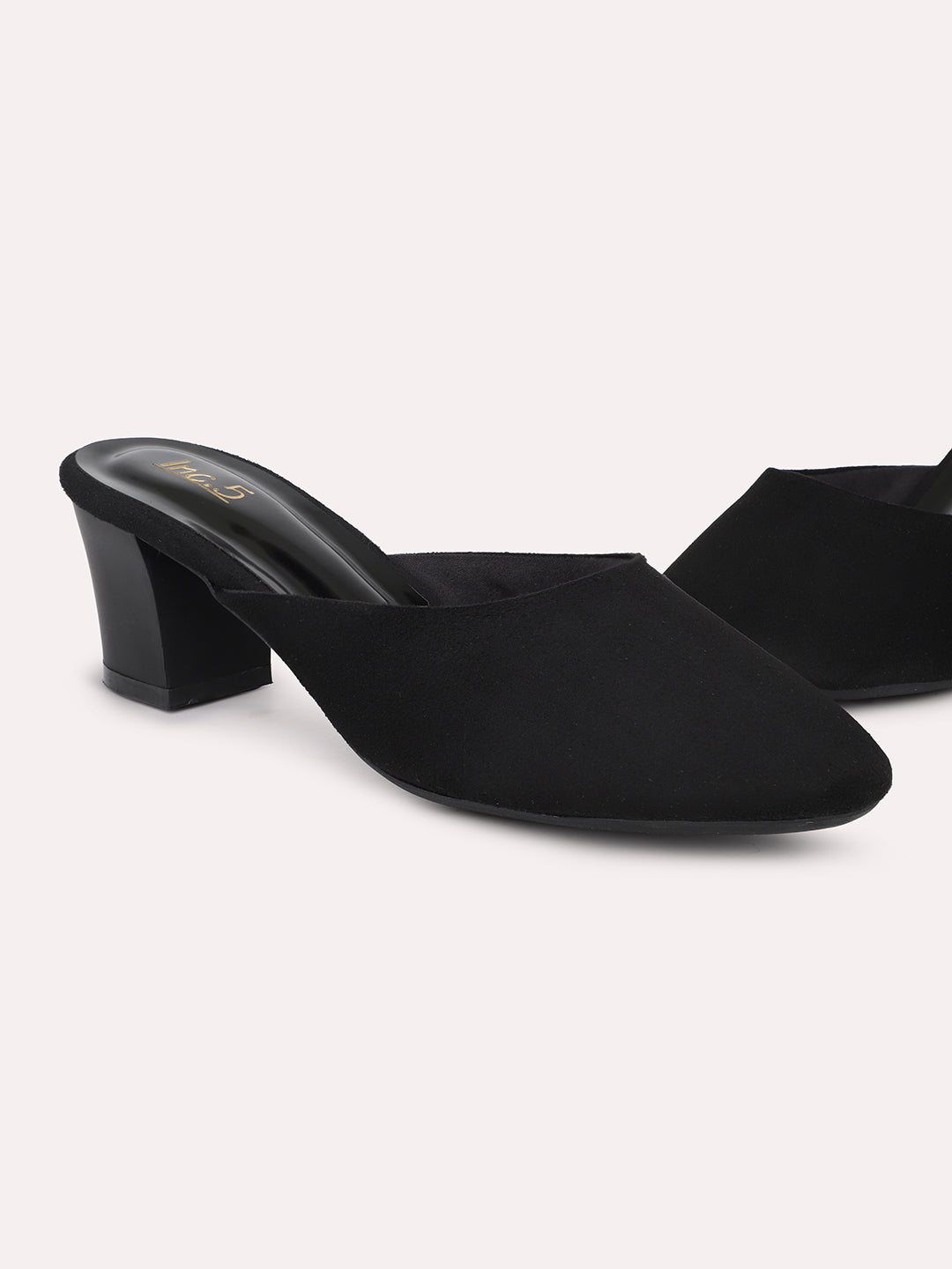 Women Black Block Mules Heels