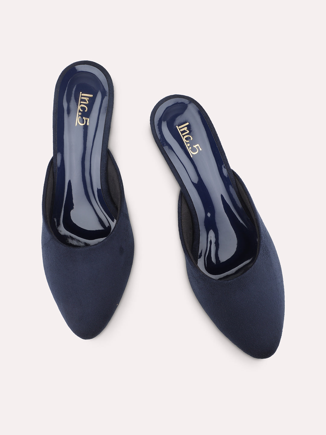 Women Navy Block Mules Heels