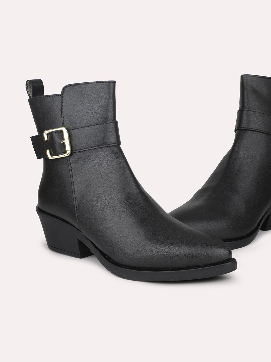 Women Black Block-Heeled Chelsea Boots