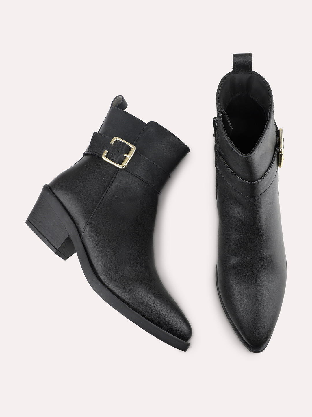 Women Black Block-Heeled Chelsea Boots