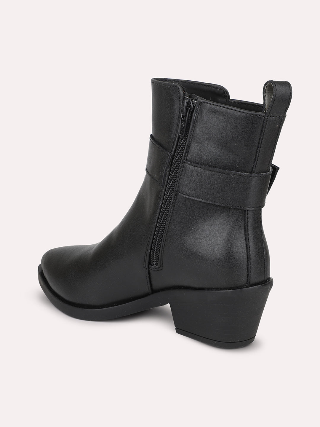 Women Black Block-Heeled Chelsea Boots