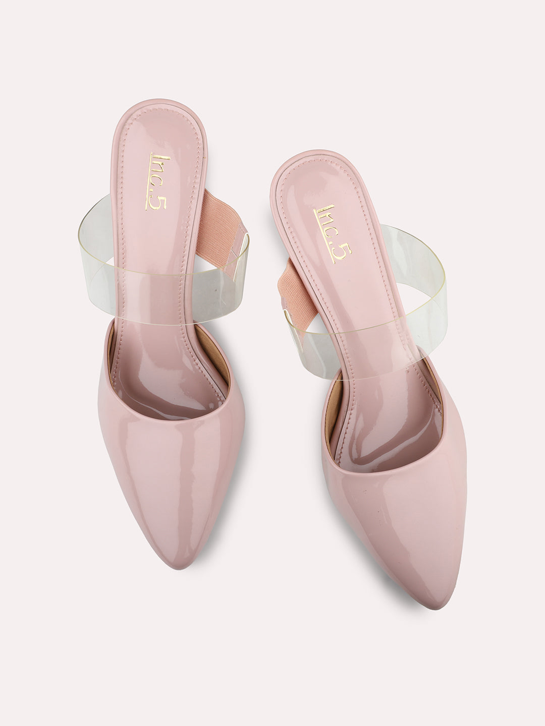 Women Peach Embellished Party Slim Heel Mules