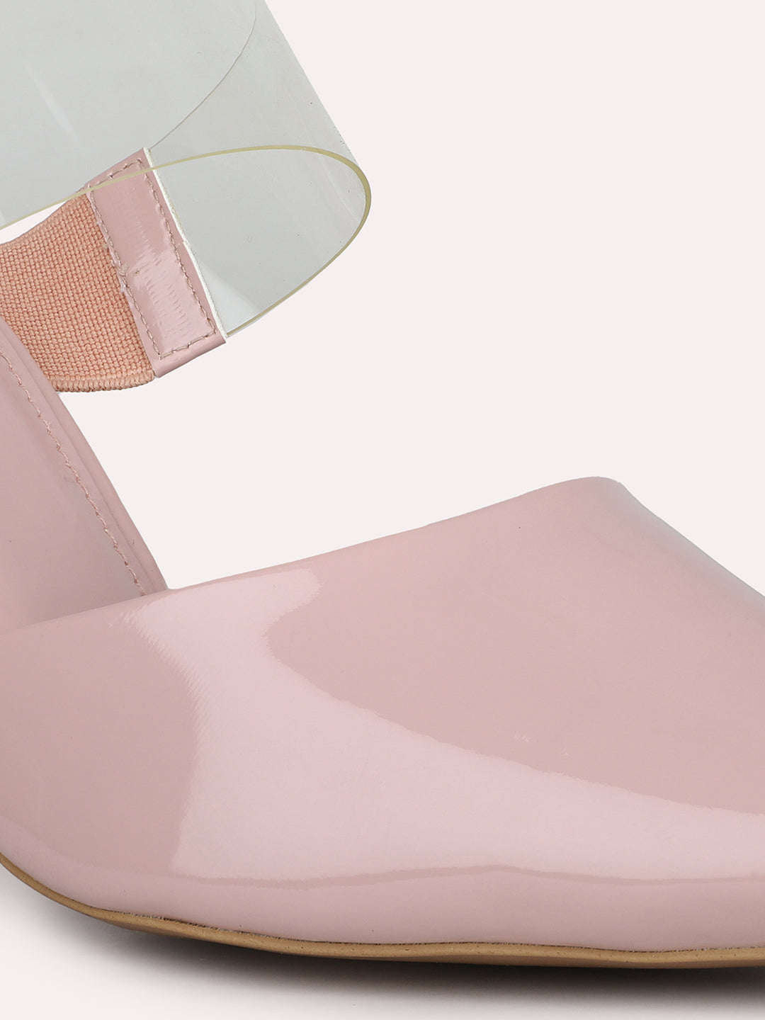 Women Peach Embellished Party Slim Heel Mules