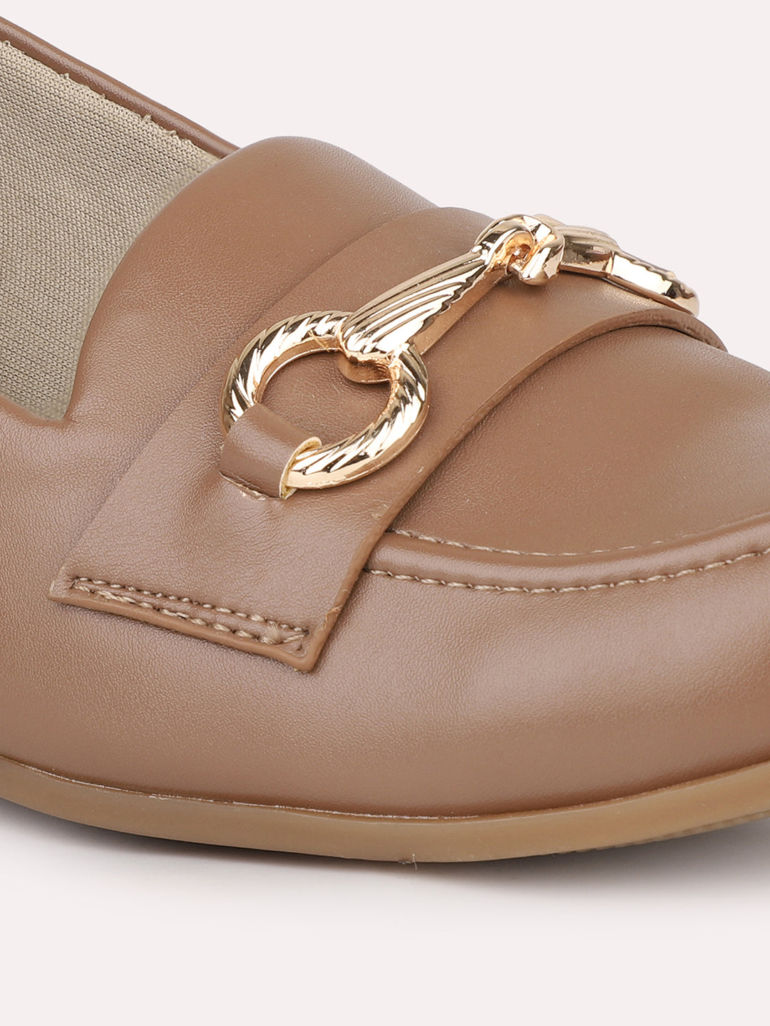 Women Chikoo Buckle Detail Square Toe Moccasins