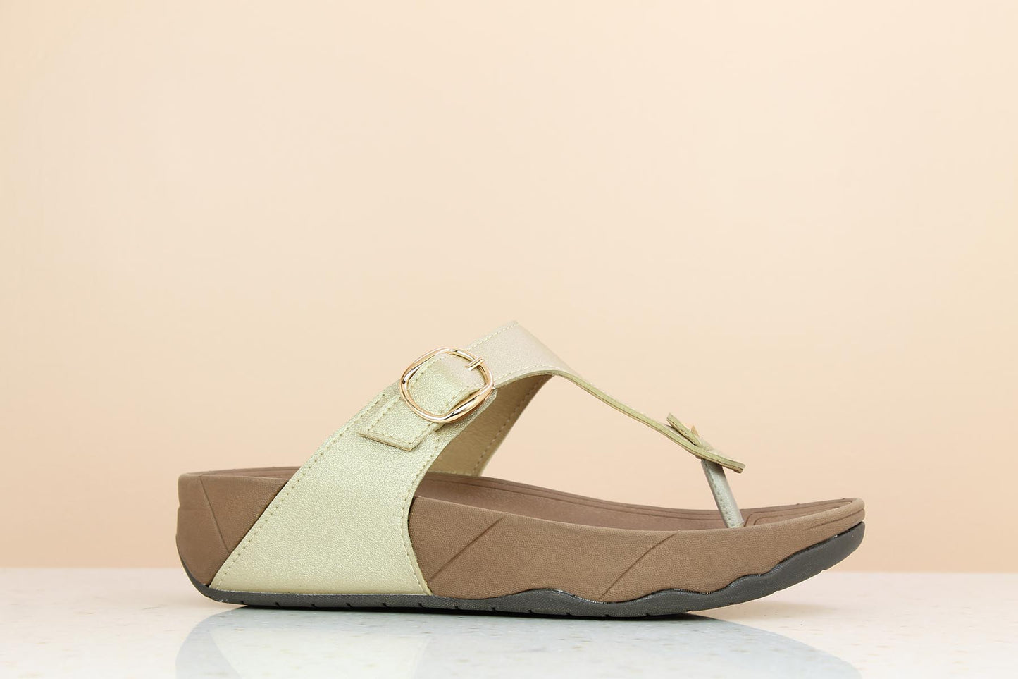 Women Gold Solid Casual Comfort Sandals