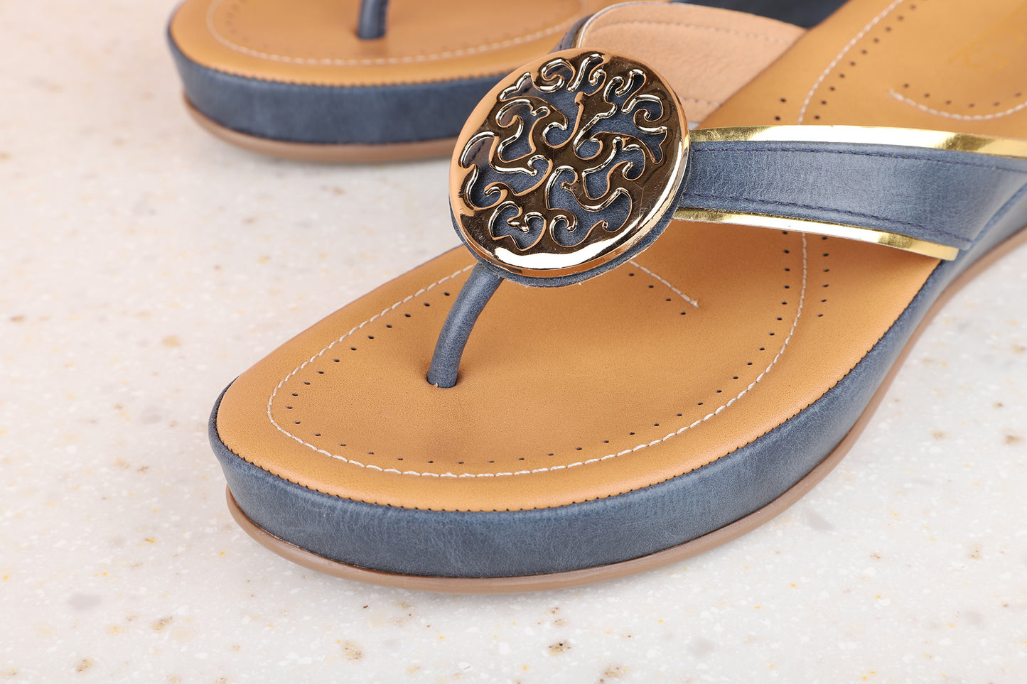 Women Blue Comfort Sandals with Fittings