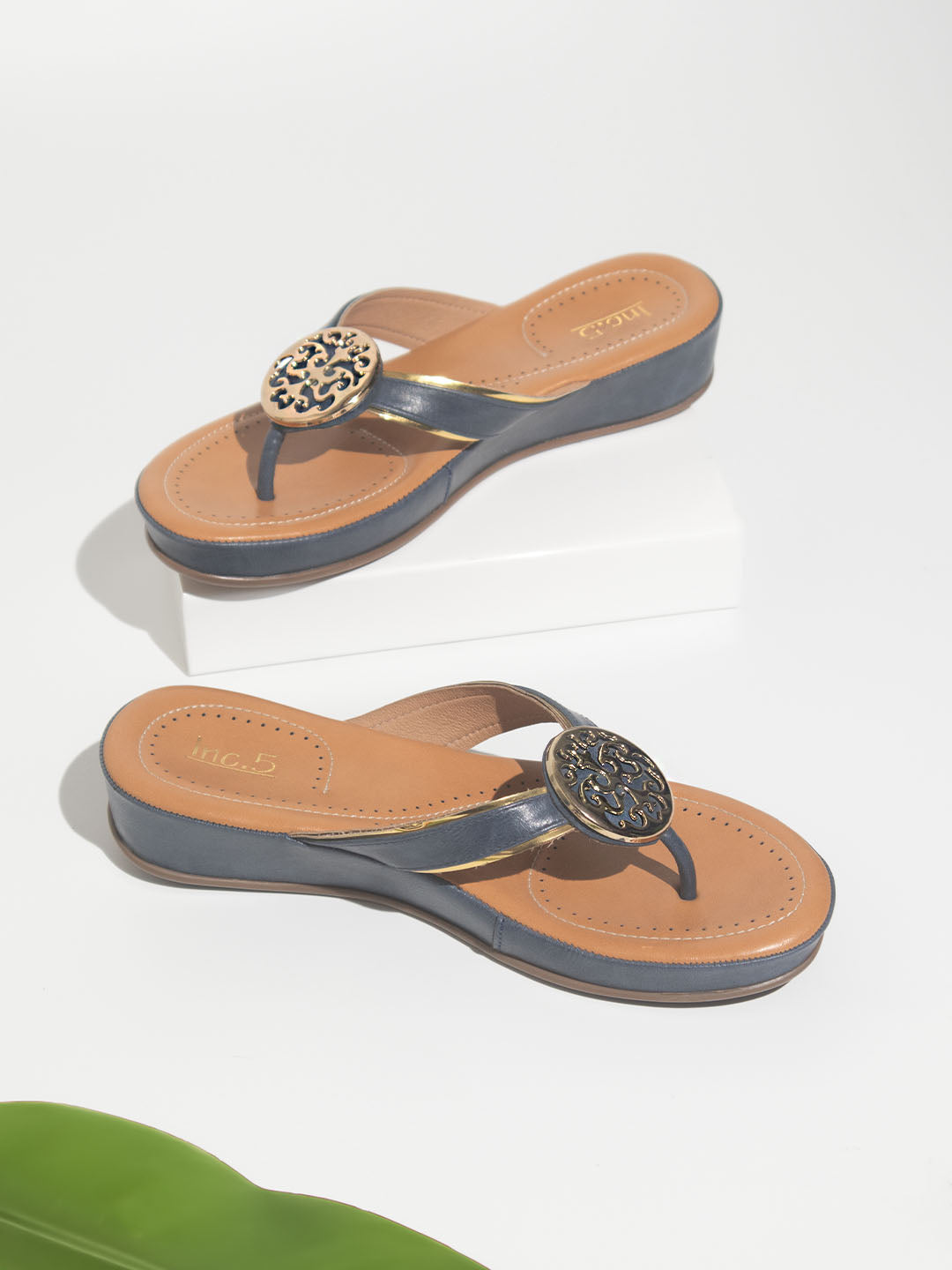 Women Blue Comfort Sandals with Fittings