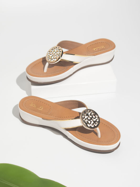 Women White Comfort Sandals with Fittings