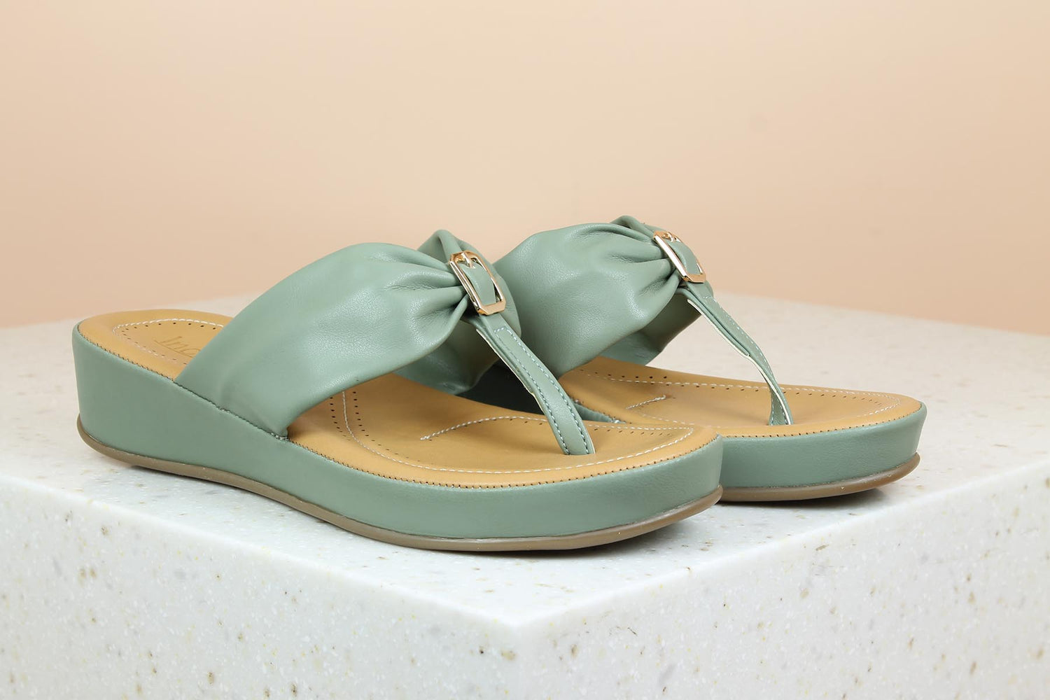 Women Green Solid Comfort Sandals