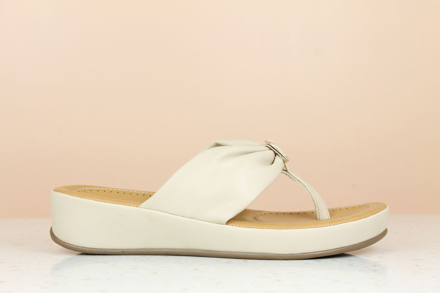 Women Beige Solid Comfort Sandals