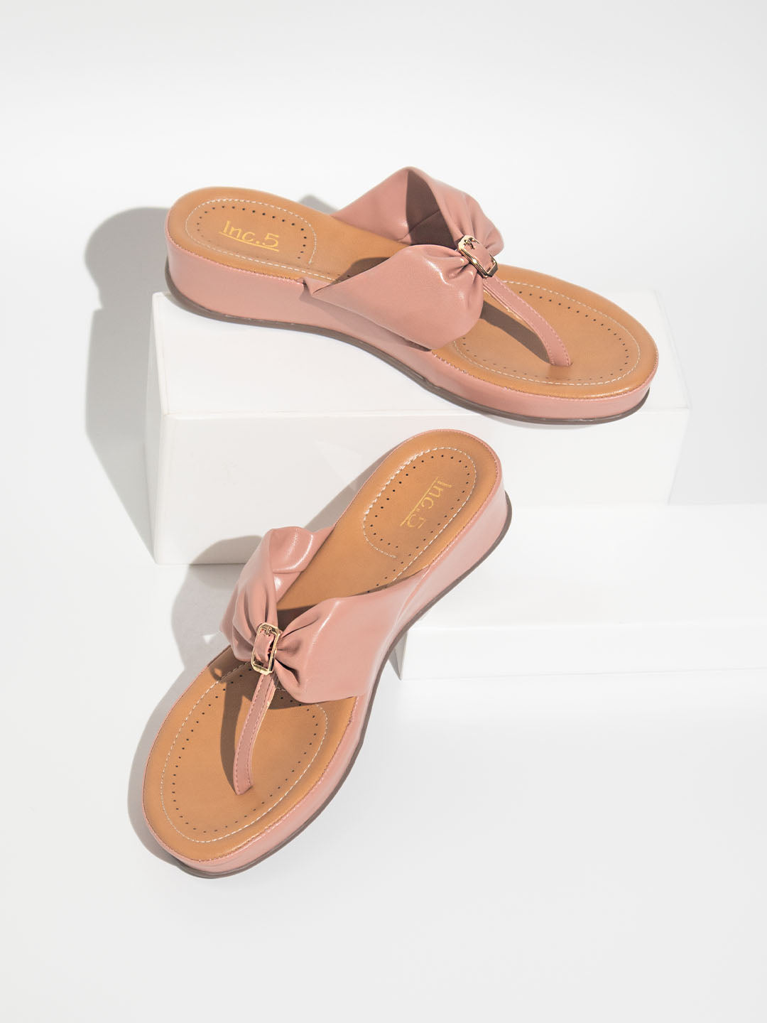 Women Peach Solid Comfort Sandals