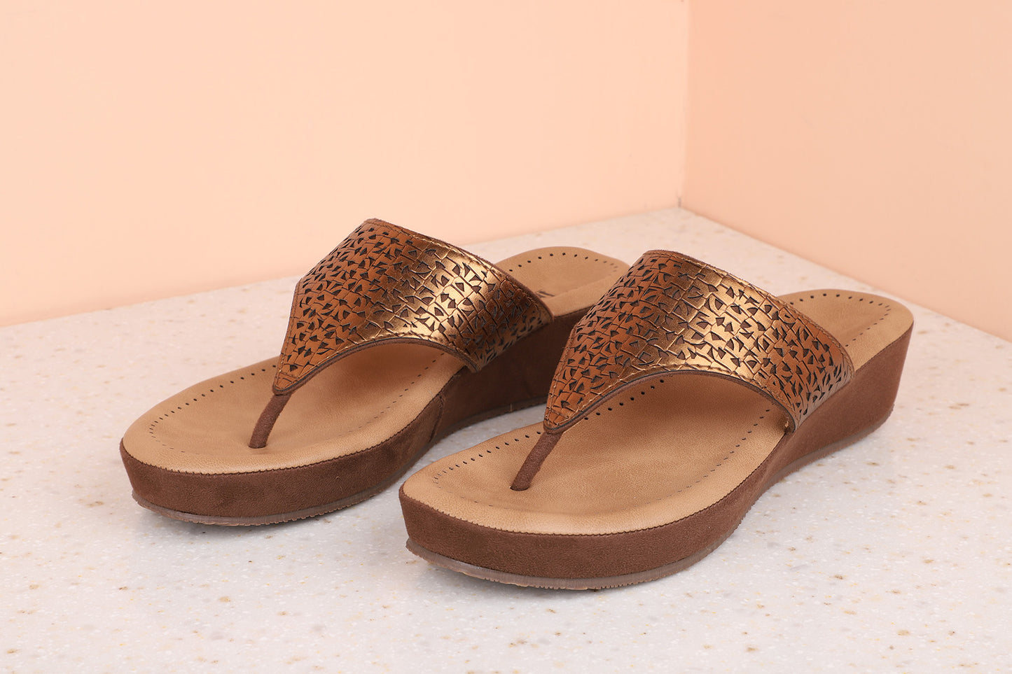 Women Brown Embellished Comfort Sandals