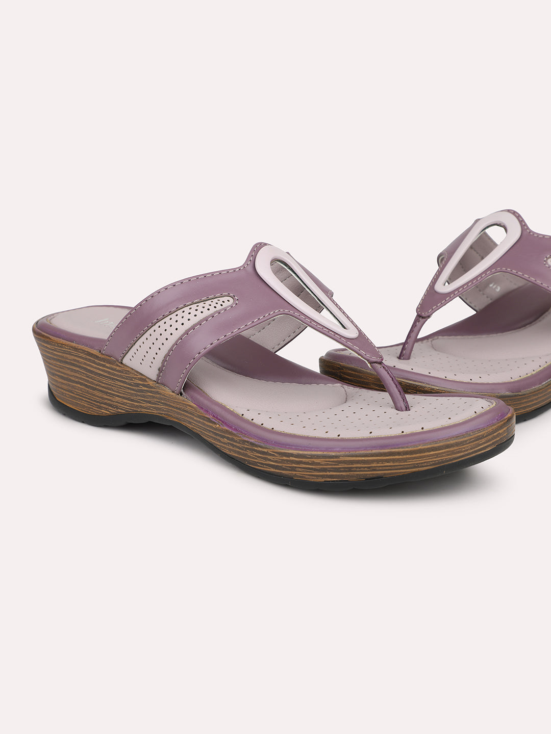 Women Purple and Grey-Toned Comfort Heels