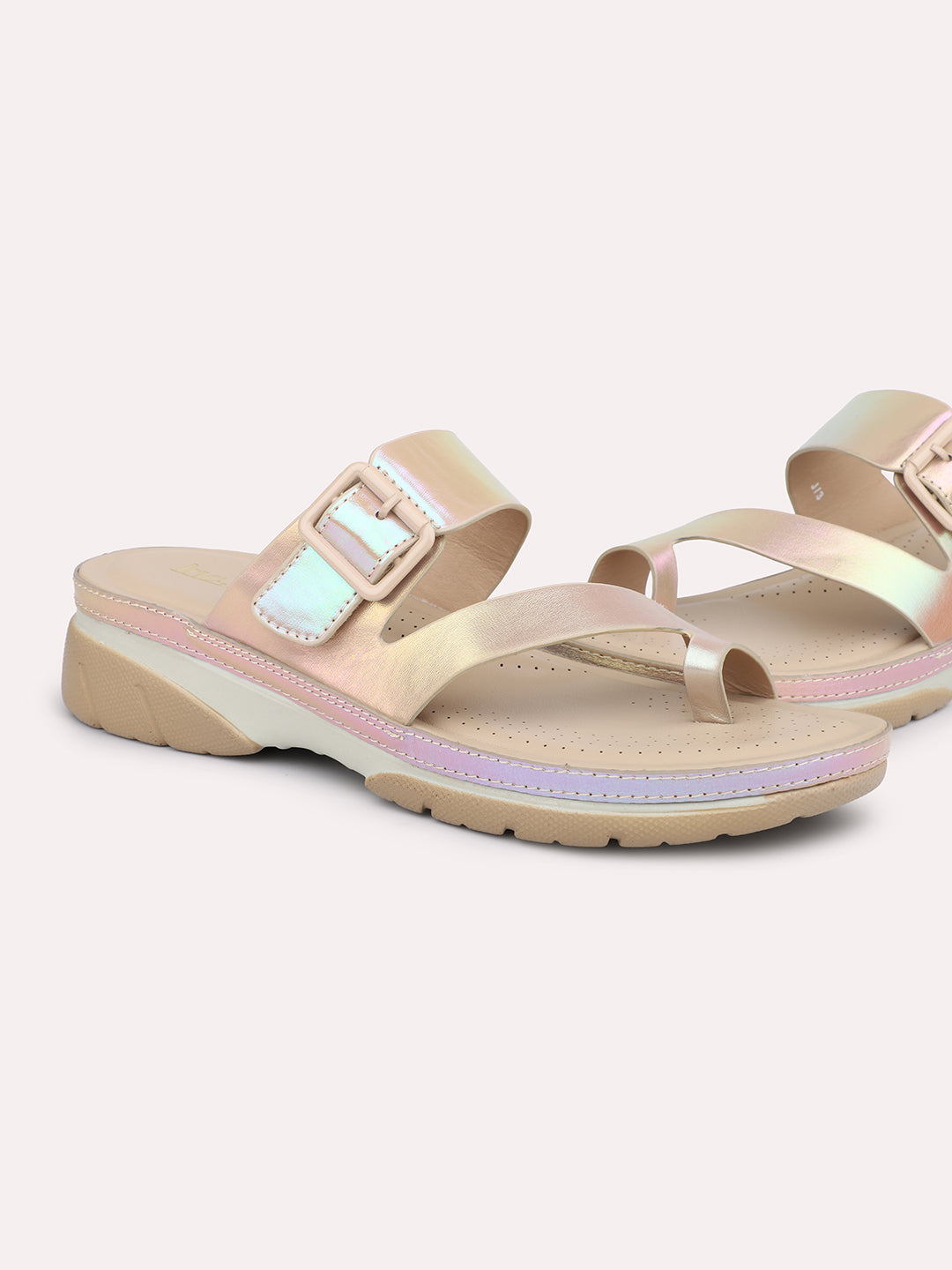 Women Rose Gold One Toe Comfort Heels