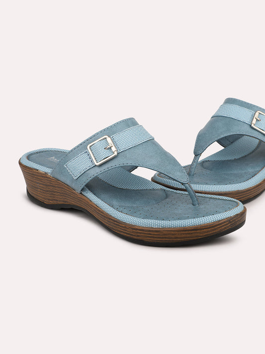 Women Blue-Toned Comfort Heels