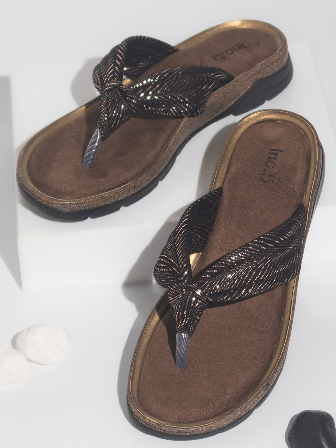 Women Antique Textured Open Toe Flats