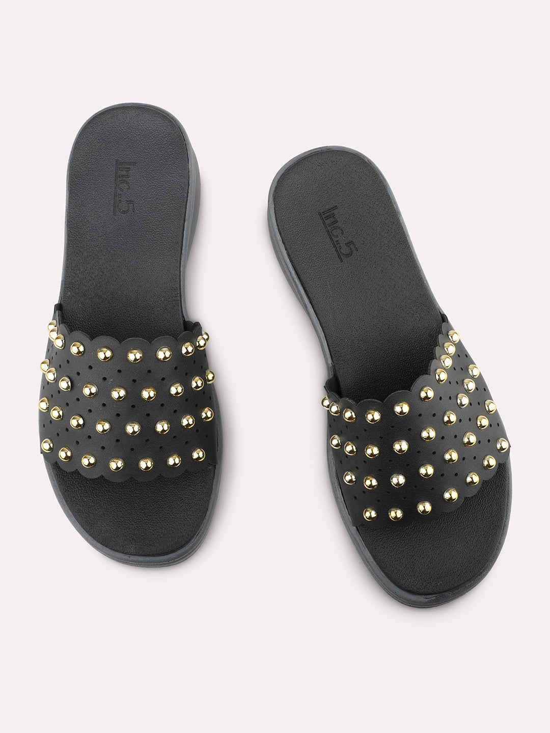 Women Black Embellished Comfort Heels