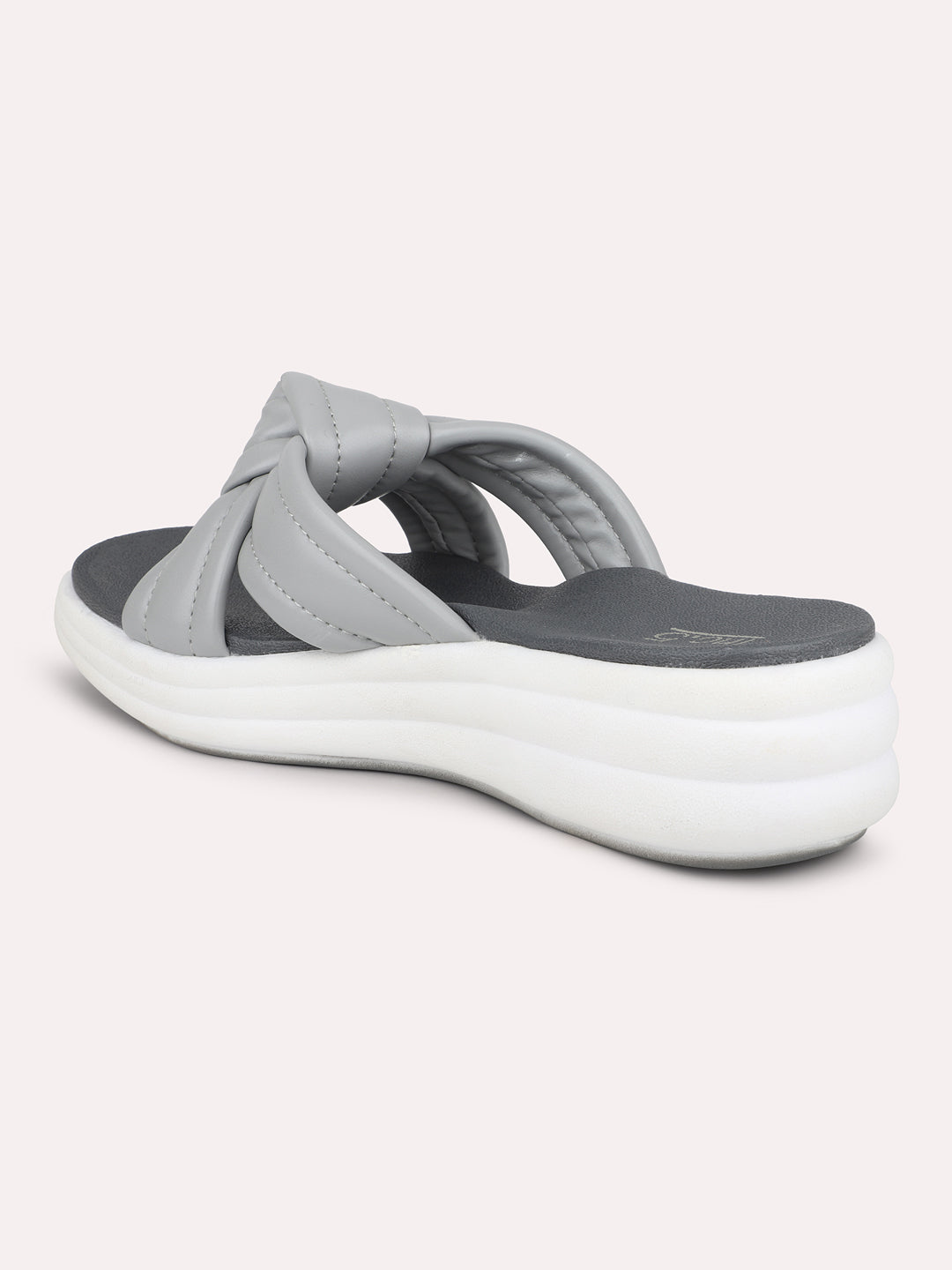 Women Grey Open Toe Comfort Heels