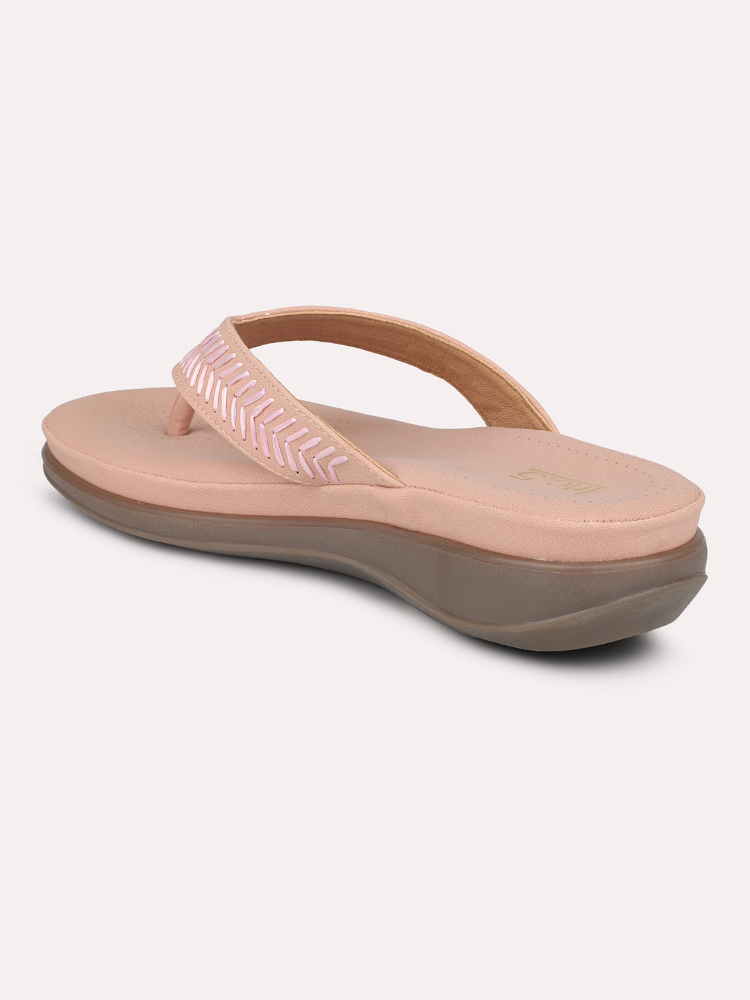 Women Peach Textured Comfort Heels