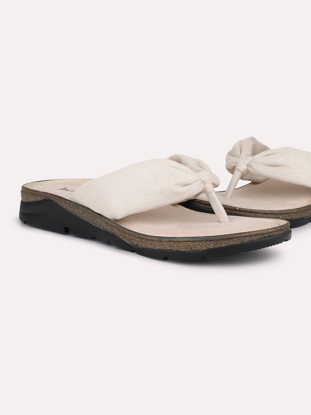 Women Beige Open Toe Comfort Sandals