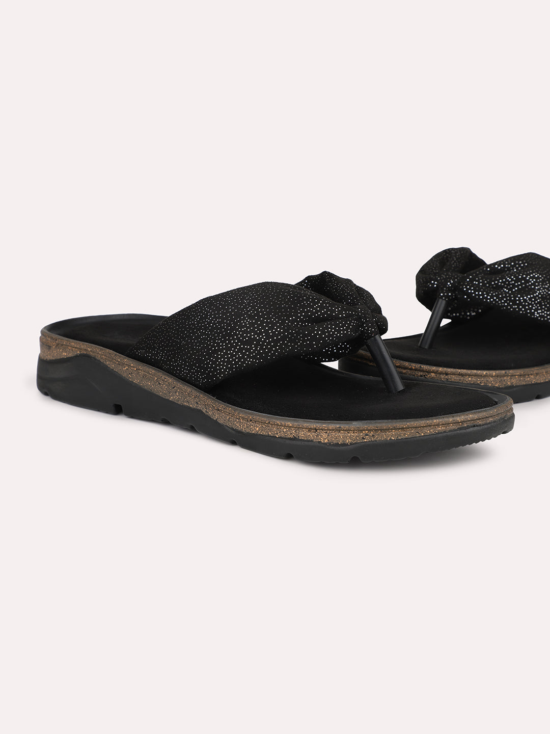 Women Black Open Toe Comfort Sandals