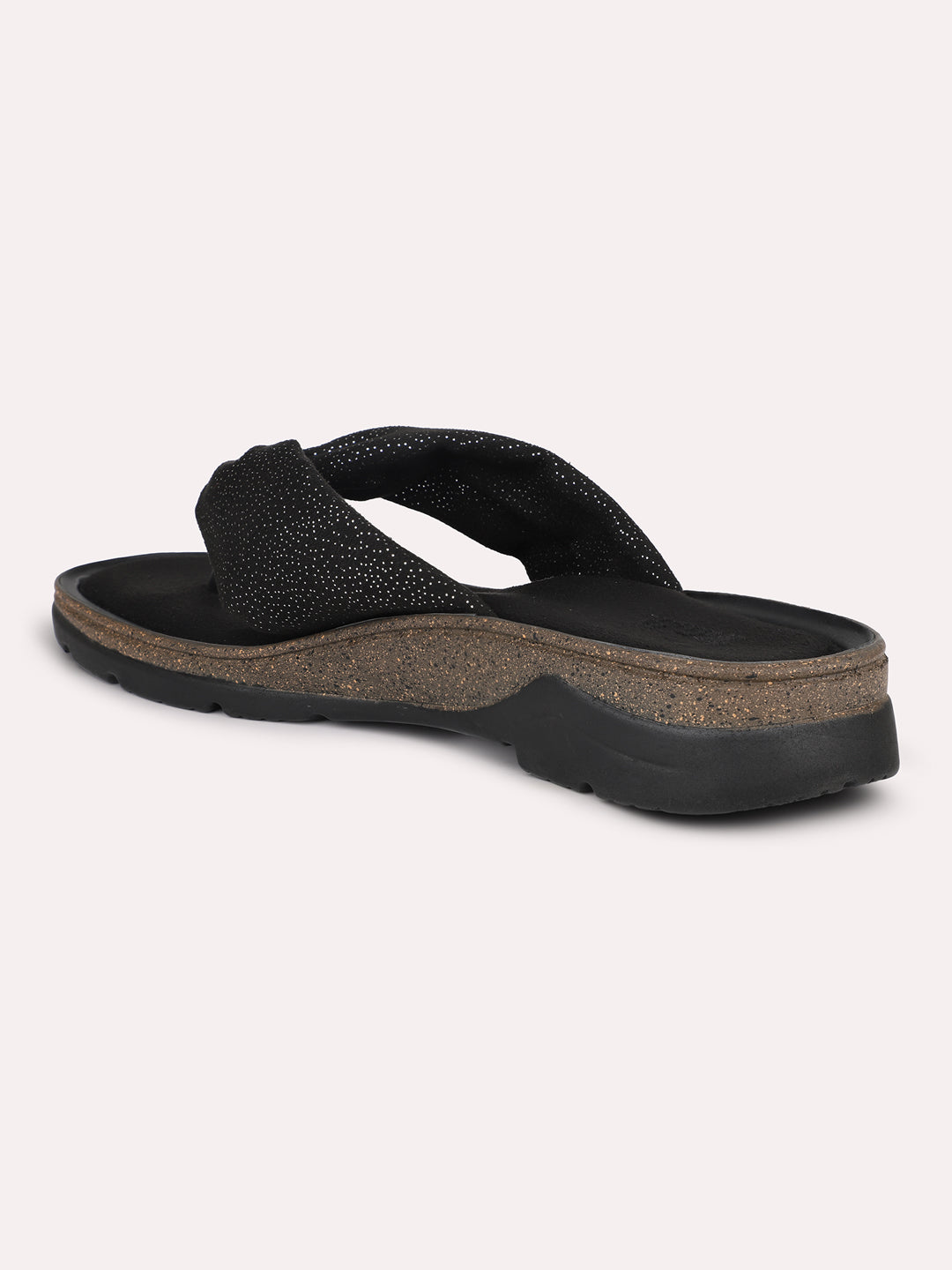 Women Black Open Toe Comfort Sandals