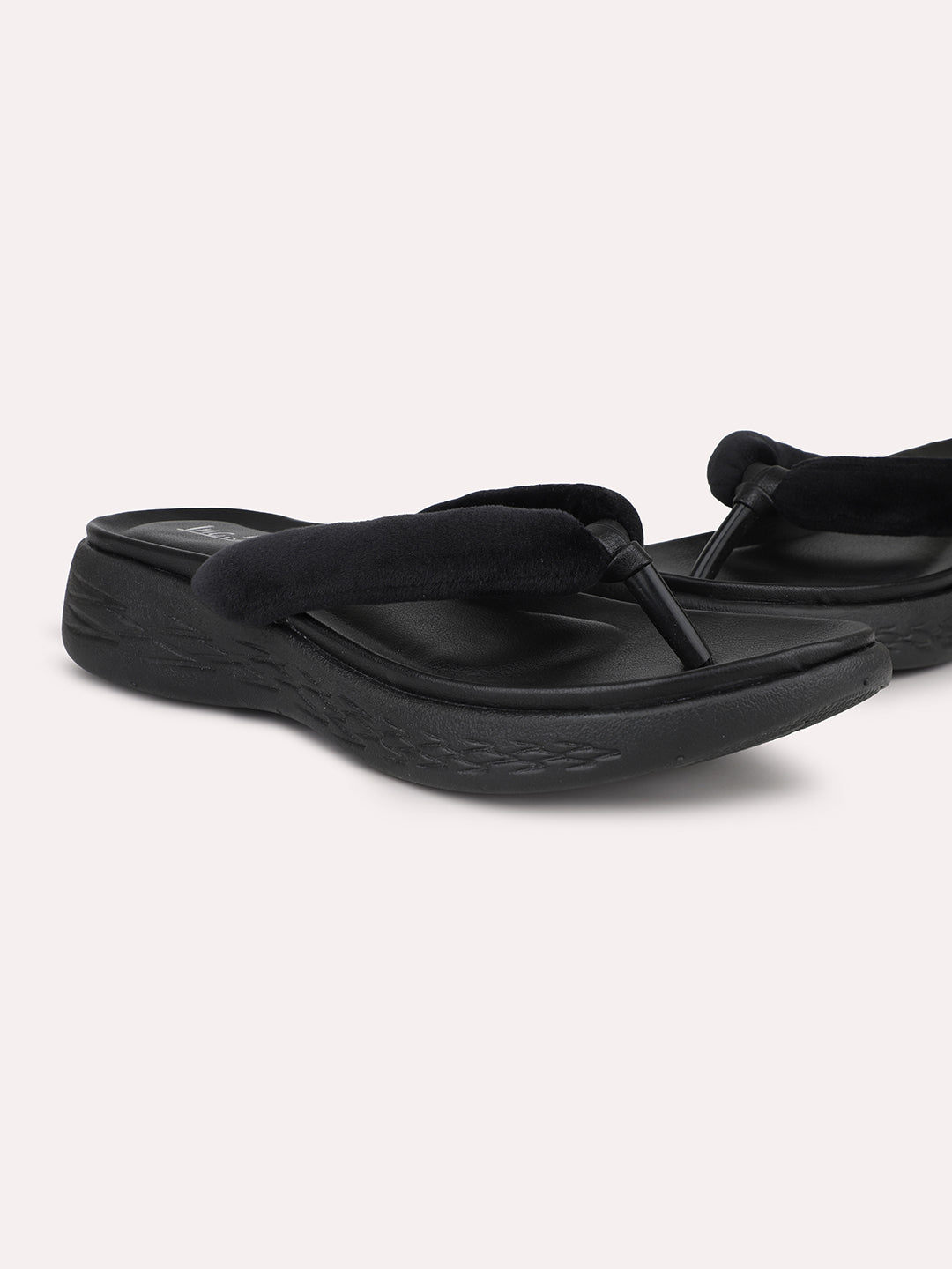 Women Black Open Toe Comfort Sandals