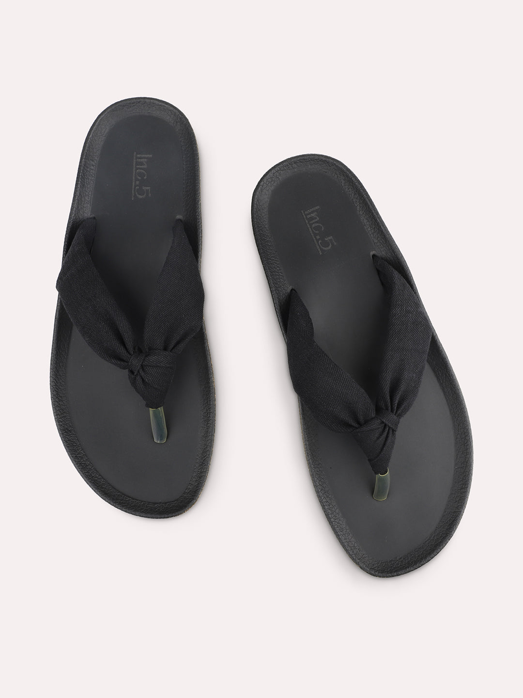 Women Black Solid Open Toe Flats