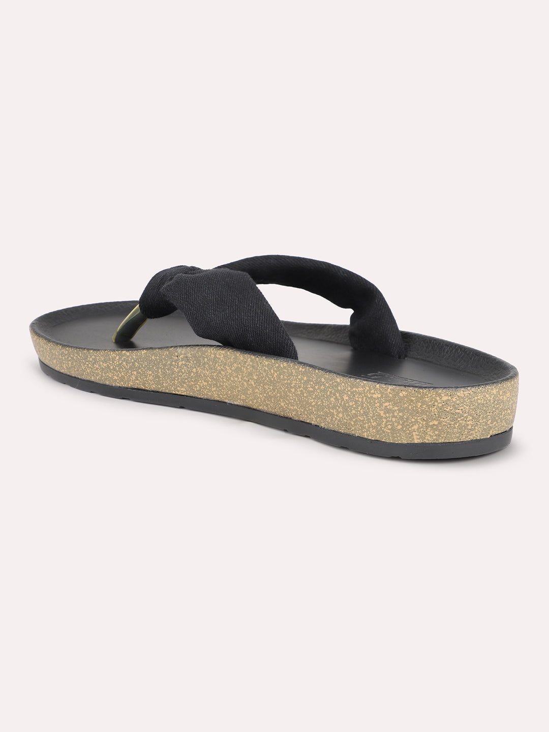 Women Black Solid Open Toe Flats