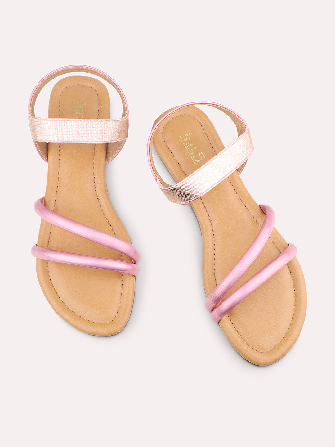 Women Pink Open Toe Flats