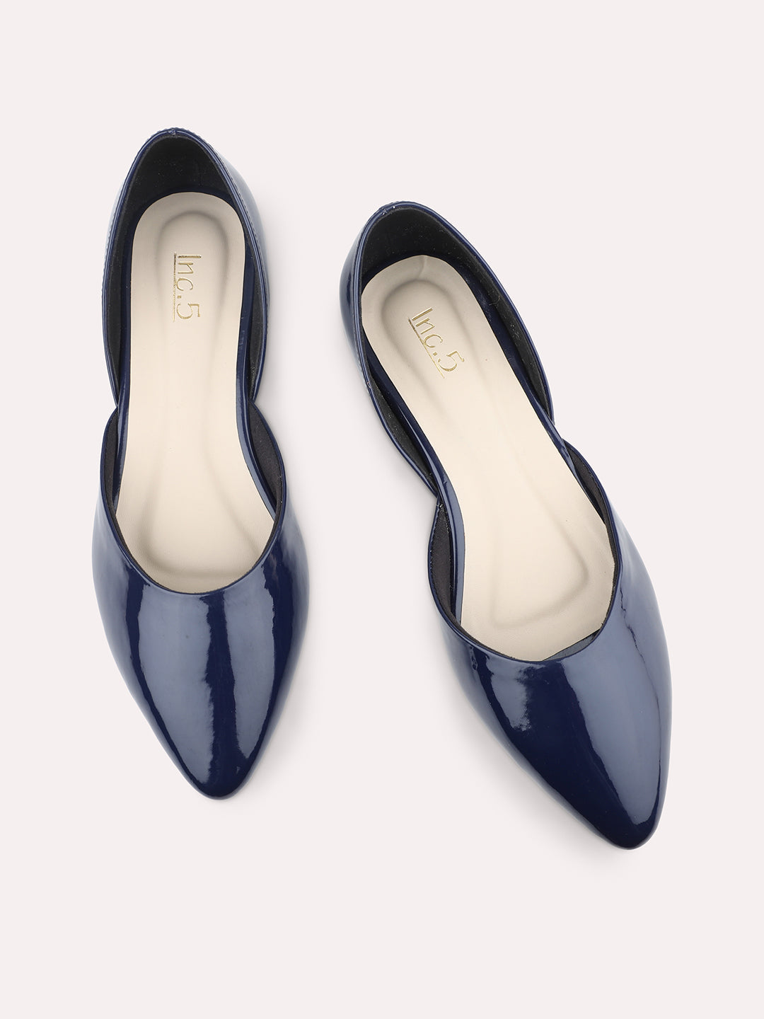 Women Navy Pointed Toe Ballerinas