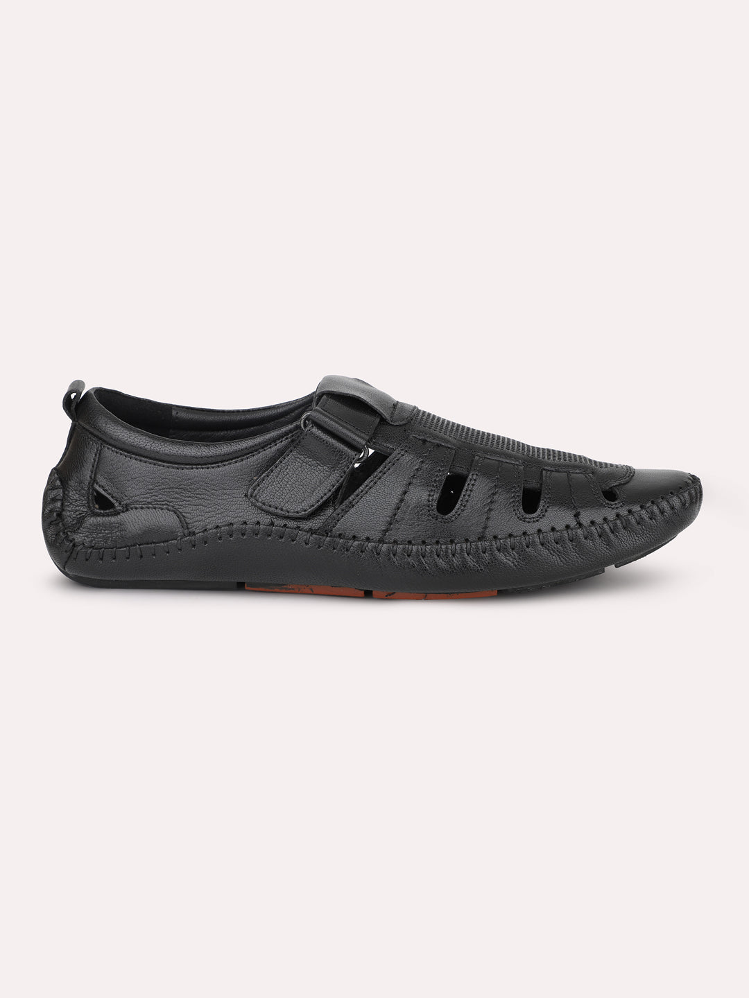 Atesber Black Striped Casual Sandal For Men