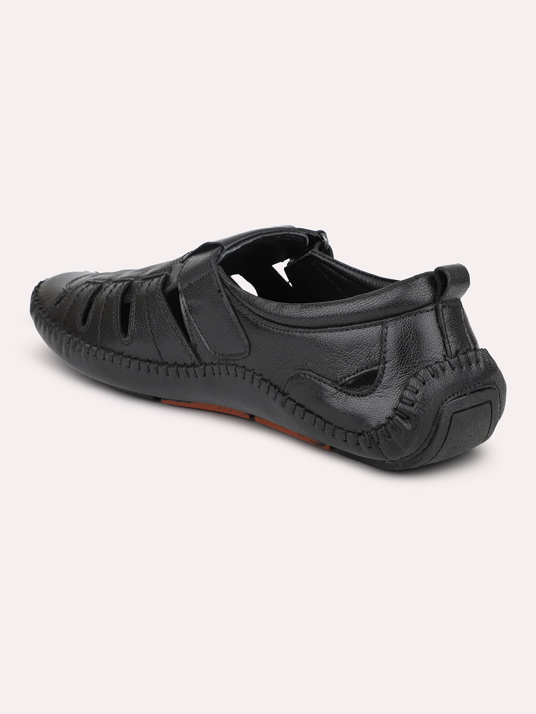 Atesber Black Striped Casual Sandal For Men
