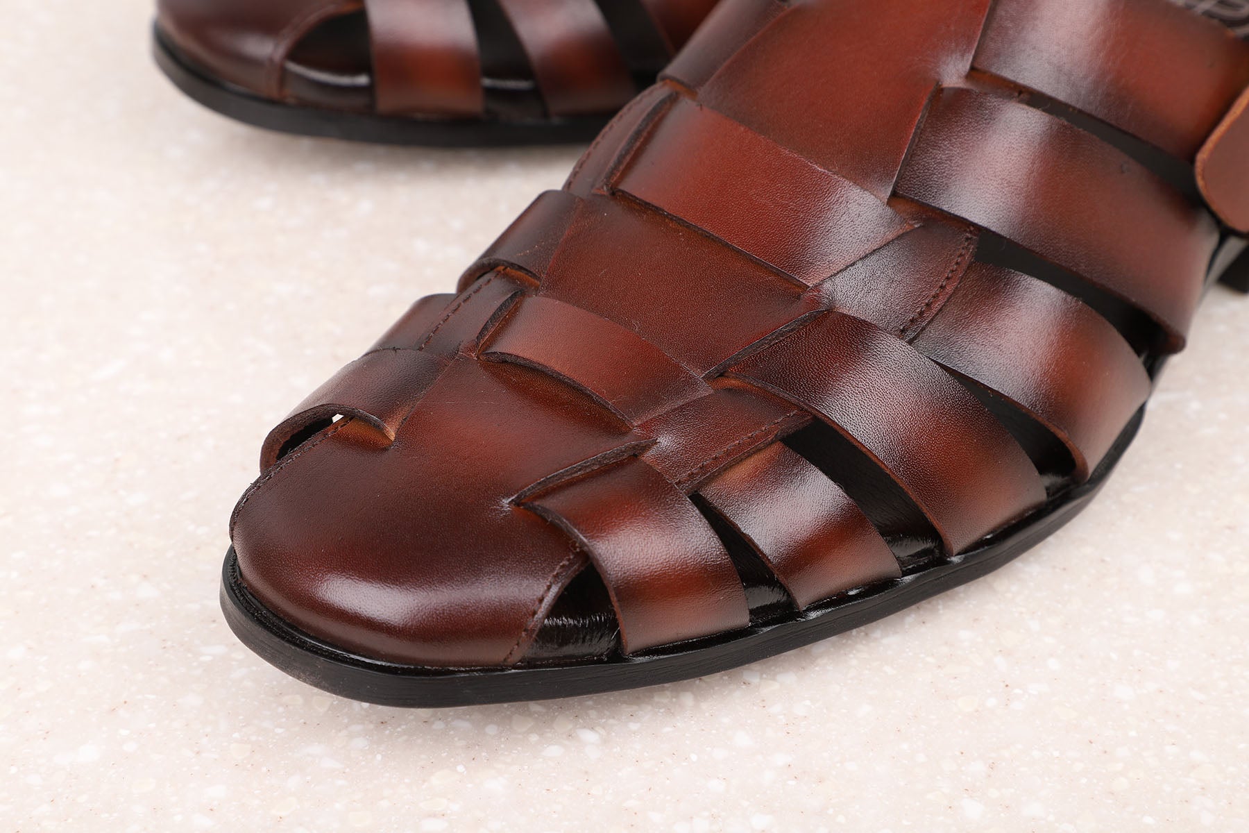 Privo Casual Striped Sandal Black For Men