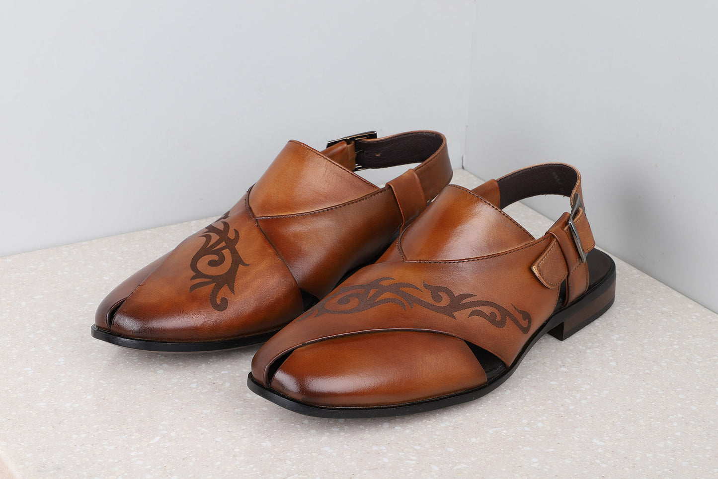 Privo Casual Printed Sandal-Tan For Men