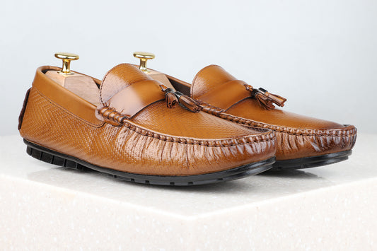 Privo Textured Driving Shoe-Tan For Men