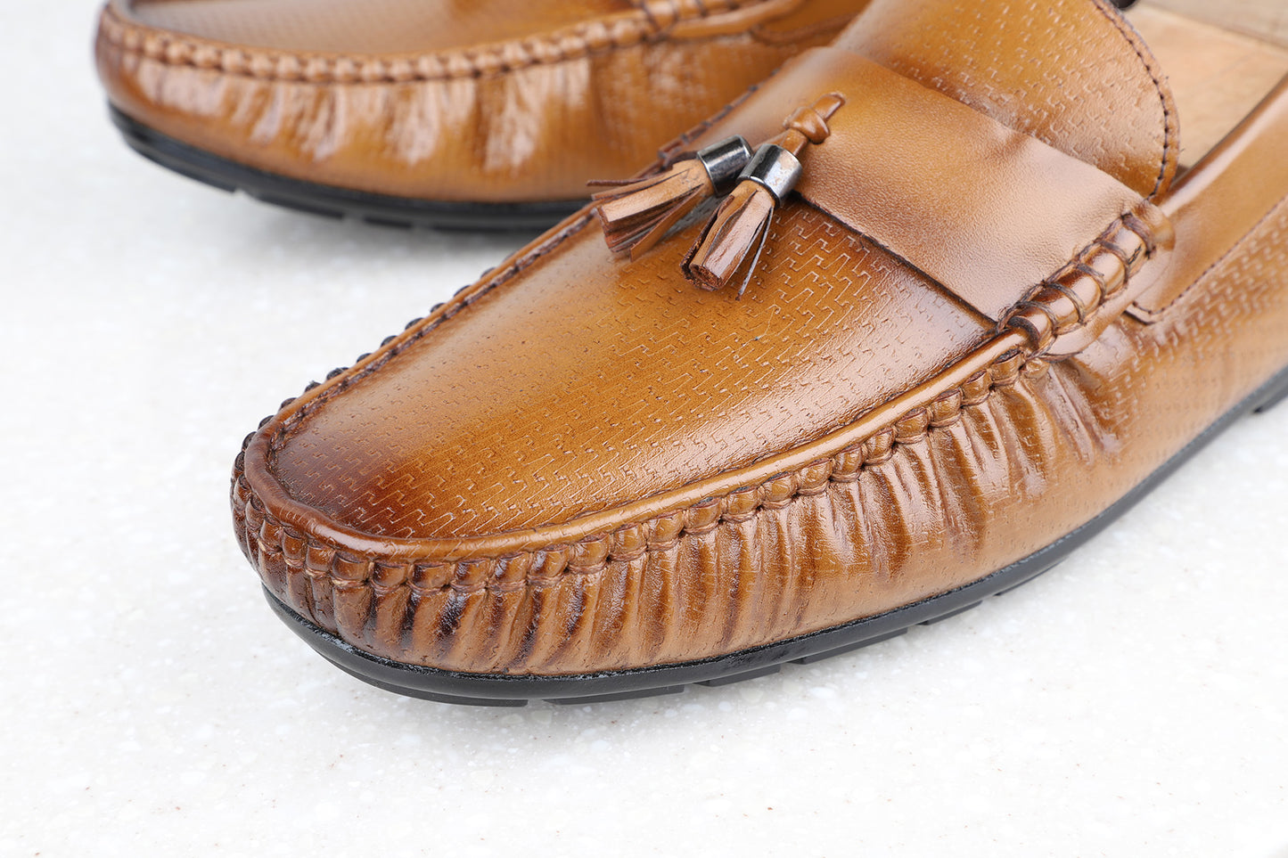 Privo Textured Driving Shoe-Tan For Men