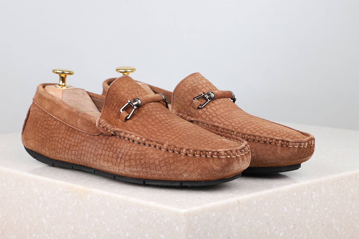 Privo Textured Driving Shoe-Tan For Men