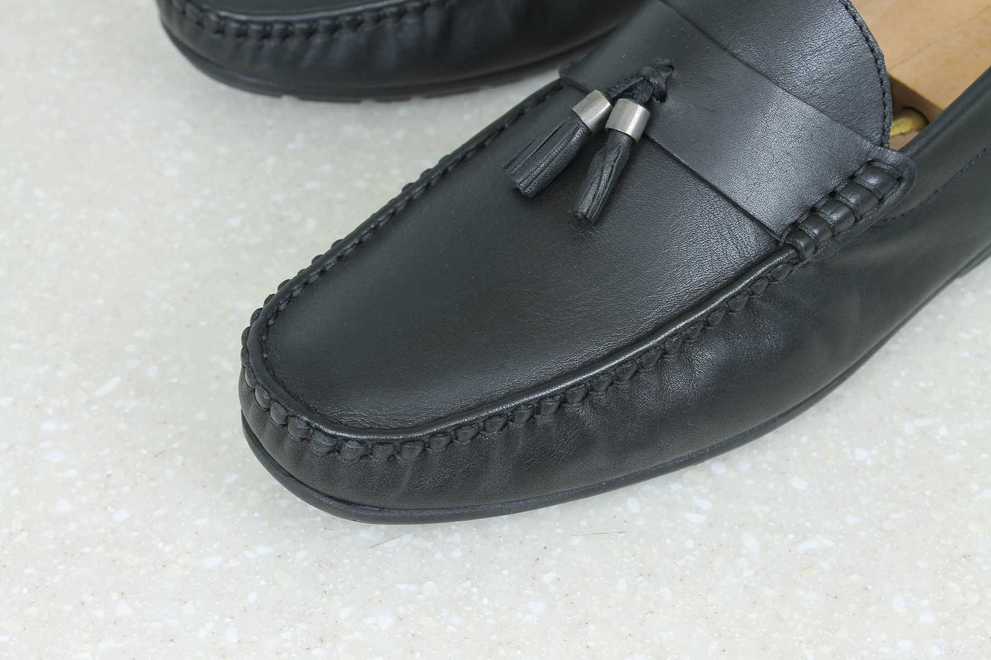TASSLE MOCCASINS-BLACK-Men's Formal Slipons-Inc5 Shoes