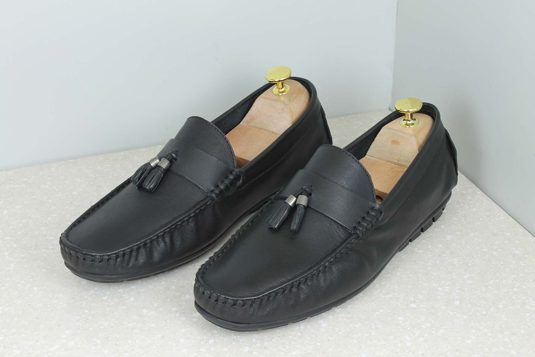 TASSLE MOCCASINS-BLACK-Men's Formal Slipons-Inc5 Shoes