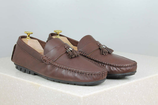 TASSLE MOCCASINS-BROWN-Men's Formal Slipons-Inc5 Shoes