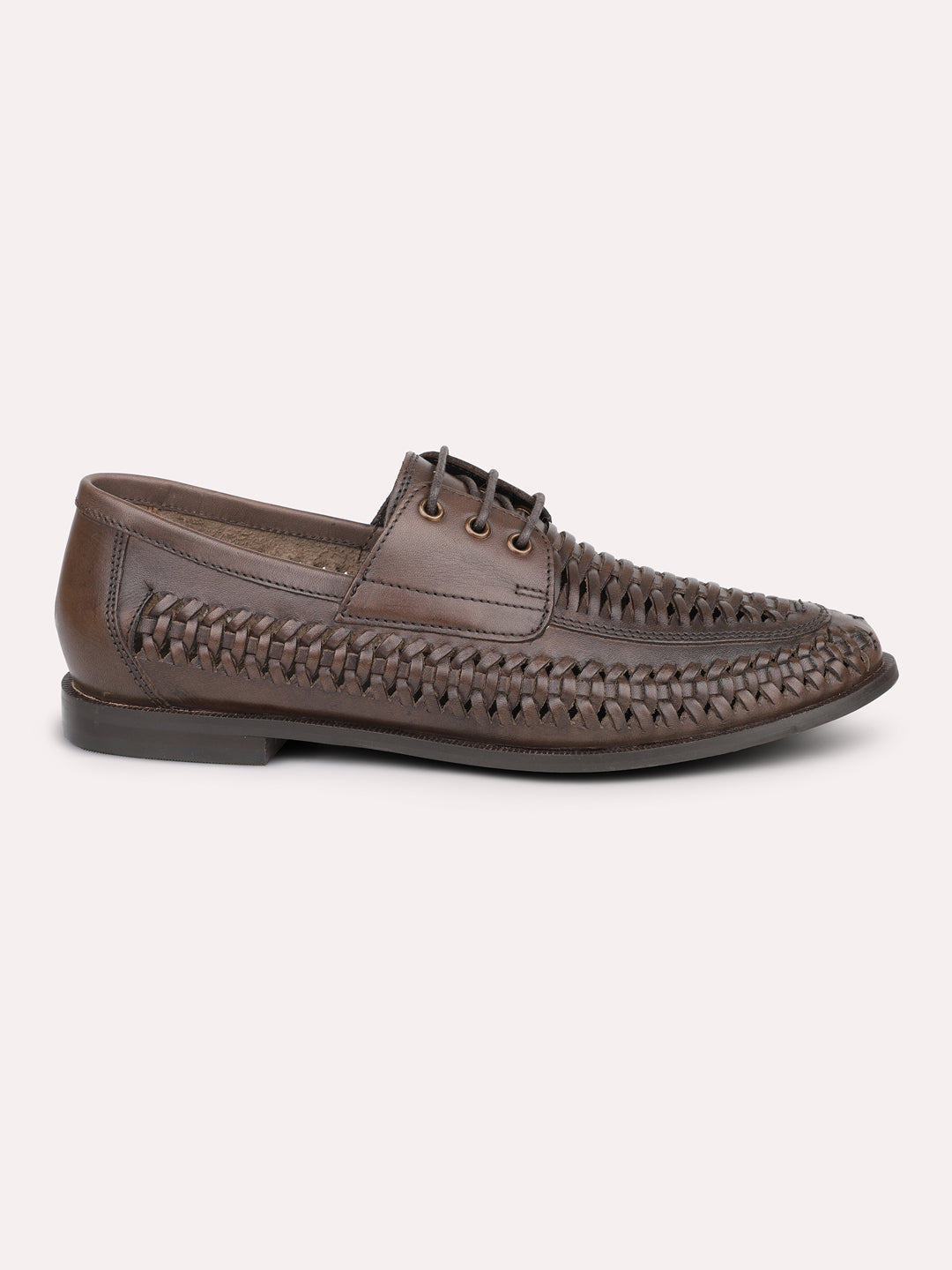 Atesber Brown Textured Casual Lace-up For Mens