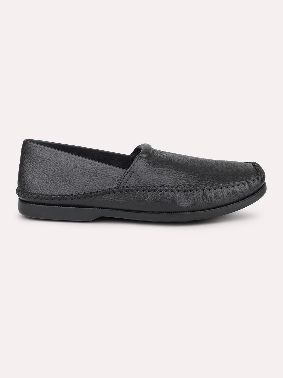 Atesber Black Solid Casual Slip-on Shoes For Men